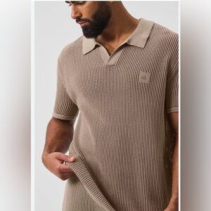 Alo Brown Knit Polo Shirt